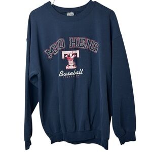 Vintage Y2K 2005 Mens LRG Minor League Baseball Toledo Mud Hens Sweatshirt Blue